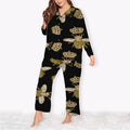 Bee And Crown Plus Size Pajama Set | Silk Chiffon Pajamas | Sleepwear Sets | Soft Long Sleeve Silk Pjs | Women Oversized Pyjamas